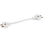 SG Armaturen SlimLine flex-connector til LED-skinner på 50mm, hvid mat, med tydelige plus- og minusmarkeringer.
