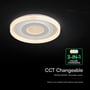 V-TAC VT-84241 LED-loftslampe med illustration af tre valgbare lysfarver og dæmpning via fjernbetjening.