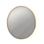 Sanibell INK SP17 rundt spejl med 100 cm diameter og mat guld aluramme, oplyst bagfra med varm hvid LED-belysning.