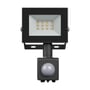 SpectrumLED 10W LED-projektør set forfra med lysdioder, sort ramme og PIR-sensor under lampen.