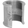 Georg Fischer muffe med 1/4" gevind, viser et tværsnit af den metalfarvede fitting med tydelige indvendige gevind.