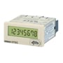 Omron H7EC-N 8-cifret digital tæller med gråt kabinet og selvforsynende LCD display, der viser 12345678.