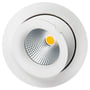 SG Armaturen Junistar Exclusive LED downlight i hvid, 9W, 3000K, med synlig gul LED kerne og reflekterende overflade.