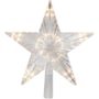Star Trading Topsy topstjerne med 10 varmt hvide LED-lys, 24 cm høj, klar akryl, med timerfunktion.