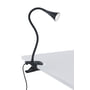 Sort Viper LED bordlampe med klemme fra Trio Lighting, monteret på en hvid bordplade.