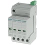 Siemens overspændingsafleder type T2 med 4 moduler, 240V AC, 3+1 kredsløb, grå plast og grønne kontakter på hvid baggrund.
