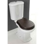 Lavabo Contea Retro gulvstående toilet set skråt forfra med hvid kumme og valnøddefarvet sæde.