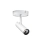 SG Armaturen Tube Micro S væg- og loftspot i hvidt aluminium med drejelig og vippende lampehoved, 7W, 2700K, 36° spredningsvinkel.