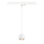 SLV Light Eye 90 3F pendel i mat hvid, monteret på et hvidt skinnesystem med hvid ledning.