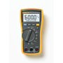 Hele Fluke 115 sand RMS-multimeteret ses forfra med gul kant og display, der viser 600,0 V AC.