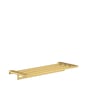 Hansgrohe AddStoris hylde i poleret guld metal, 648 mm bred, med plads til håndklæder og badeværelsesartikler.