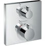 Hansgrohe Ecostat Square krom termostat til indbygning med to greb og temperaturvisning på 40°C.