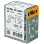 Tillex MB 1-9,5 metal clamps, 100 pieces, stainless steel A2, shown in packaging with product details.