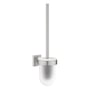 Grohe Start Cube toiletbørste i Supersteel finish med vægmonteret holder i metal og frostet glasbeholder.