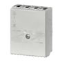 ABB Smissline TP tilslutningsblok for L1/L2/L3/N venstre, 4 moduler, 160A, hvid med symboler for låsning.