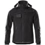 Mascot Accelerate skaljakke i sort, str. 4XL, med aftagelig hætte, CORDURA®-forstærkninger og reflekser på ærmerne. Synlig ID-kortholder.