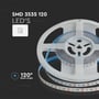Teknisk billede af V-TAC LED stribelys på rulle, viser SMD 3535 120 LED'er og 120 graders lysvinkel.