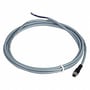 Schneider Electric XZCPV gråt PVC sensorkabel, 5 meter langt, med 3-polet M8 hun lige stik på den ene ende og åbne ledninger i den anden.