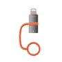 4smarts USB-C til Lightning-adapter med PD 27 W set lige forfra med Lightning-stik, gråt stik og orange ledning.