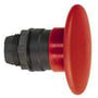 Rødt paddetryk ZB5AR4 fra Schneider Electric, 60 mm diameter, med tydelig fjederretur mekanisme og tilslutningsgevind.