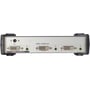 Bagside af ATEN DVI-splitter VS-162, viser strømindgang, DVI-I Single Link indgang og to DVI-I Single Link udgange samt audio-udgange.