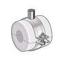 Illustration af Beck kølerørsbøjle med hvid rørskål, M8/M10 gevind og metalophæng.