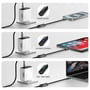 Tre illustrationer viser 4smarts ScreenCord USB-C-kablets display ved opladning af mobil, tablet og computer.