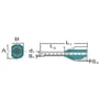 Diagram af Weidmüller dobbelt tylle H16,0/29T, viser dimensioner A, B, d1, S1, L1 og L2 for to 16mm2 ledere.