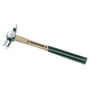 Peddinghaus bænkhammer, model 5077.03 på 280 g, set fra siden med tværpennen opad og hickoryskaftet vandret.