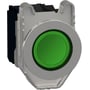 Schneider Electric Harmony XB4/ZB4 flush lampetryk i metal med grøn trykflade og LED, 24V, 1NO+1NC kontakter.