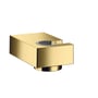 Hansgrohe Porter E bruserholder i poleret guld-optik, udført i metal med en fast holdeposition til slanger.