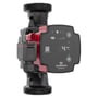 Grundfos ALPHA2 GO cirkulationspumpe med sort støbejernskabinet og digitalt display, monteret på et isoleret rør.