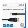 På emballagen til Deltaco DisplayPort til miniDisplayPort-kabel ses de to stik og mærkets navn tydeligt.