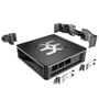 Weidmüller Raspberry PI housing UH20-RPI-4-BASE i sort plast med tilbehør, herunder monteringsbeslag og klips.