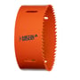 Bahco Sandflex HSS bi-metal hulsav på 146 mm set skråt fra siden med orange krop, savtænder og slidser.