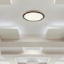 V-TAC 36W LED loftlampe monteret i et moderne loft med dekorative forsænkninger, giver varmt lys.