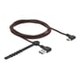 DeLock EASY-USB 2.0-kabel på 1,5 meter ligger oprullet med kabelrem og vinklede USB-A- og USB-C-stik.