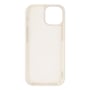 Indersiden af det hvide Essentials-silikonecover til iPhone 13, 14 og 15 med åbning til kameraet.
