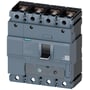 Siemens 3VA1 maksimalafbryder, 4-polet, 200A, 36kA, 415V. Afbryderen er grå med sorte terminaler og et betjeningsgreb.