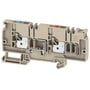 Weidmüller Distributionsklemme AAP13 6 FE-LO, beige med rød/blå markering, 2 tilslutninger og push-in, 1,5mm².