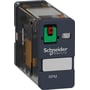 Schneider Electric RPM-relæ, mørkegråt kabinet, med tydelig grøn test/reset-knap og standardmærkat.