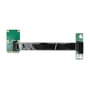 Oversigtsbillede af Delock riser card med minipcie og PCIe x1 stik, tydelig fremhævelse af fleksibel forbindelse.