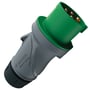 Mennekes PowerTOP Xtra CEE-stikprop, 16 A og 4-polet, set fra en anden skrå vinkel med de fire kontaktstifter synlige.
