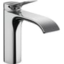 Hansgrohe Vivenis etgrebsbatteri i krom med 146 mm fremspring og WaterfallStream stråle, vist på hvid baggrund.