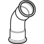 Geberit Mapress bøjning 45° med nippel i blank metal, 76,1 mm diameter, vist i sort/hvid illustration.