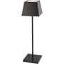 Nordtronic Conexos bordlampe i sort aluminium med firkantet skærm og base, vist på hvid baggrund.
