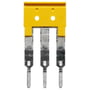 Weidmüller 3-polet laske ZQV 2,5/3 i gul isolering med tre metalkontakter, til 2,5 mm2 ledning.
