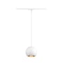 SLV LIGHT EYE 150 1F pendel i mat hvid, med en ren kugleform og gyldent lysudgang.
