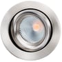 SG Armaturen Junistar Lux Isosafe 7W downlight i børstet stål med klar front og synlig LED-kerne.