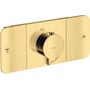Hansgrohe AXOR One termostat i blank guld med stor rund Select-betjeningsplade og tydelige ikoner til vandudtag.